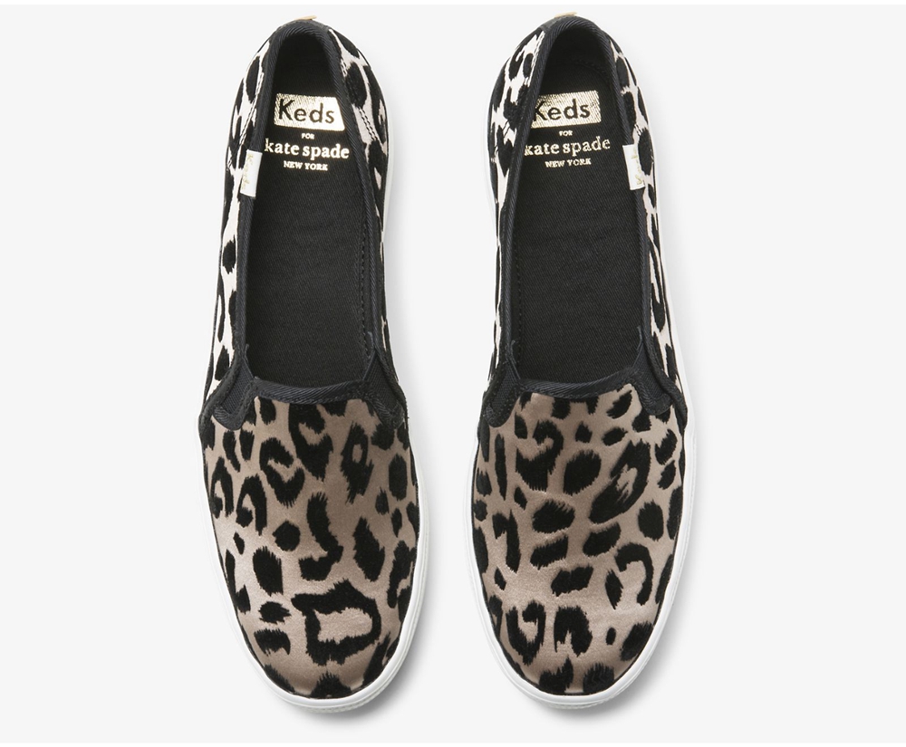 Keds Slip Ons Leopard - Kate Spade new york Triple Decker Flocked Leopard - Womens DHJMUT-163